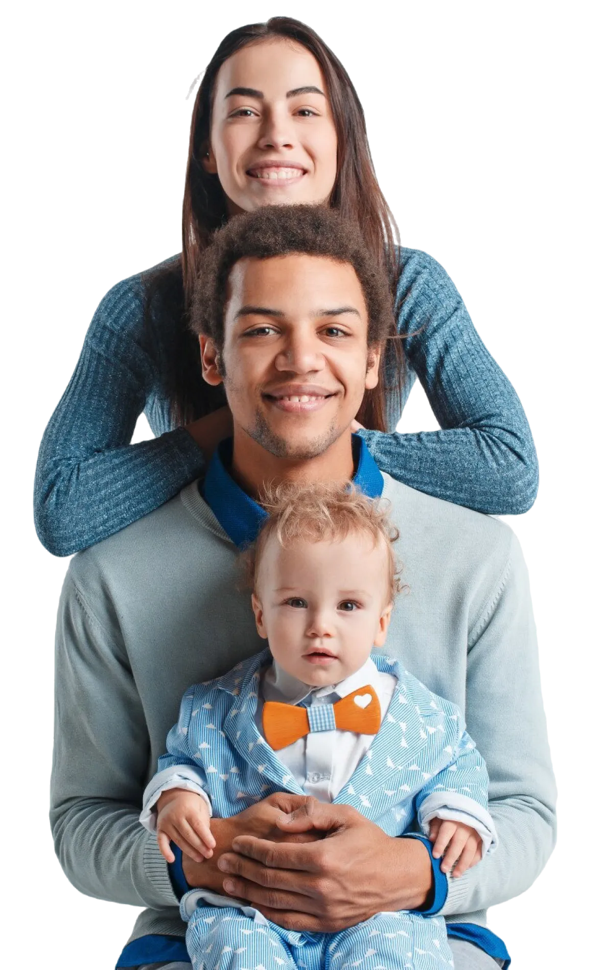 Happy family embracing